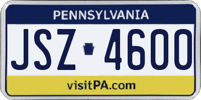 PA license plate JSZ4600