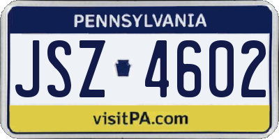 PA license plate JSZ4602