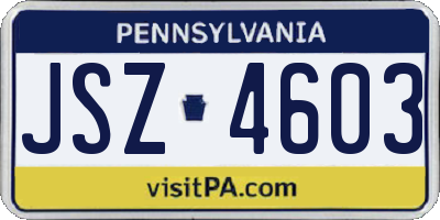 PA license plate JSZ4603