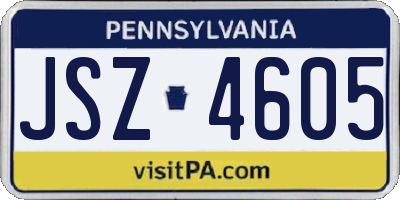 PA license plate JSZ4605