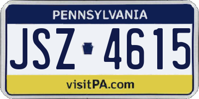 PA license plate JSZ4615