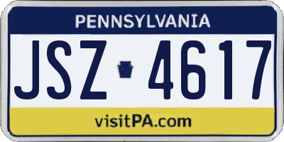 PA license plate JSZ4617