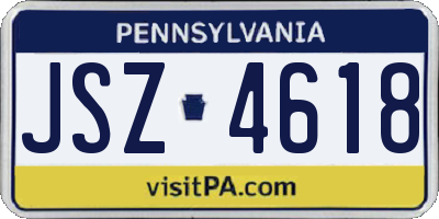 PA license plate JSZ4618