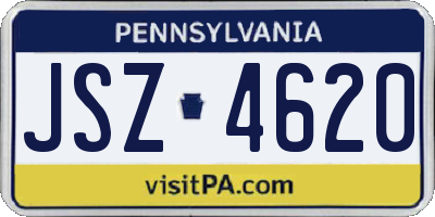 PA license plate JSZ4620