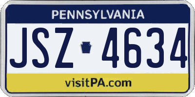 PA license plate JSZ4634
