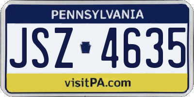 PA license plate JSZ4635