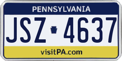 PA license plate JSZ4637