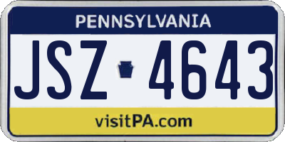 PA license plate JSZ4643