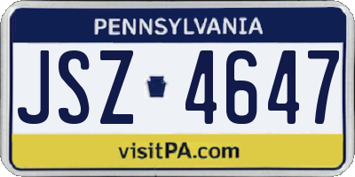 PA license plate JSZ4647