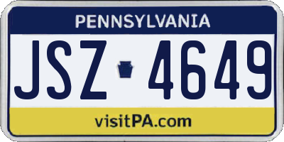 PA license plate JSZ4649