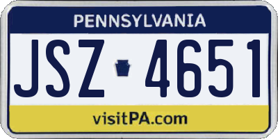 PA license plate JSZ4651