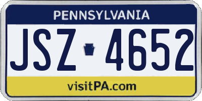 PA license plate JSZ4652