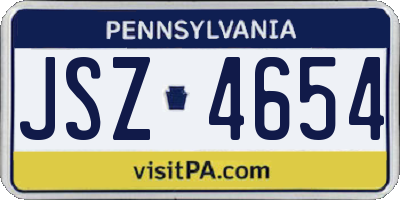 PA license plate JSZ4654