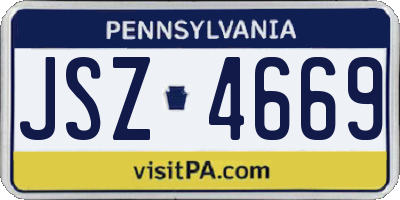 PA license plate JSZ4669