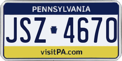 PA license plate JSZ4670
