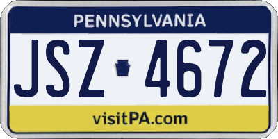 PA license plate JSZ4672