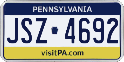 PA license plate JSZ4692