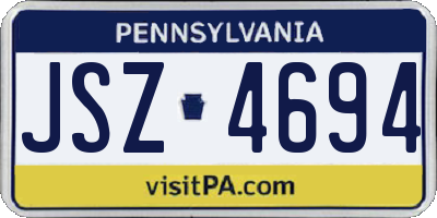 PA license plate JSZ4694