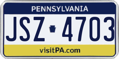 PA license plate JSZ4703