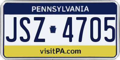 PA license plate JSZ4705