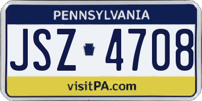 PA license plate JSZ4708