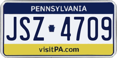 PA license plate JSZ4709
