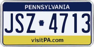 PA license plate JSZ4713