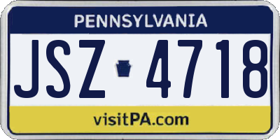 PA license plate JSZ4718