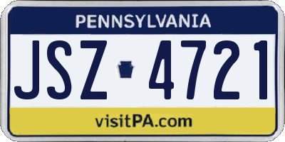 PA license plate JSZ4721