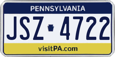 PA license plate JSZ4722
