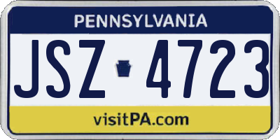 PA license plate JSZ4723