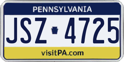 PA license plate JSZ4725