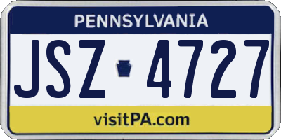 PA license plate JSZ4727