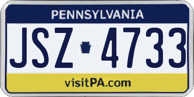 PA license plate JSZ4733