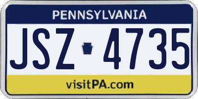 PA license plate JSZ4735