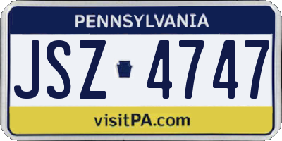 PA license plate JSZ4747