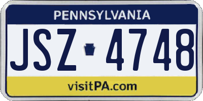 PA license plate JSZ4748