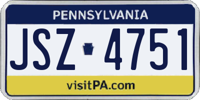 PA license plate JSZ4751