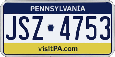PA license plate JSZ4753