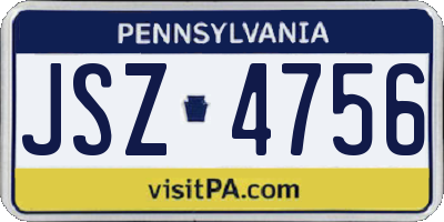 PA license plate JSZ4756