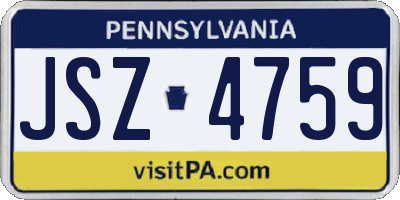 PA license plate JSZ4759