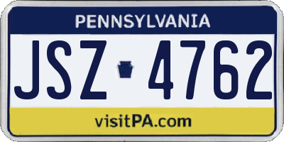 PA license plate JSZ4762