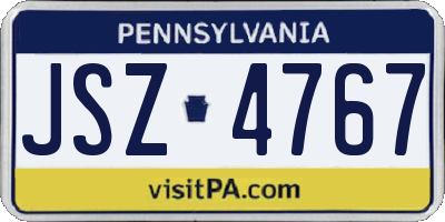 PA license plate JSZ4767