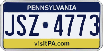 PA license plate JSZ4773
