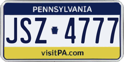 PA license plate JSZ4777