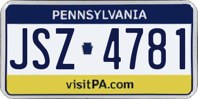 PA license plate JSZ4781