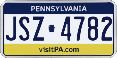 PA license plate JSZ4782
