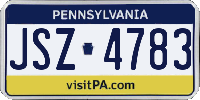 PA license plate JSZ4783