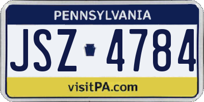 PA license plate JSZ4784