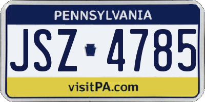 PA license plate JSZ4785